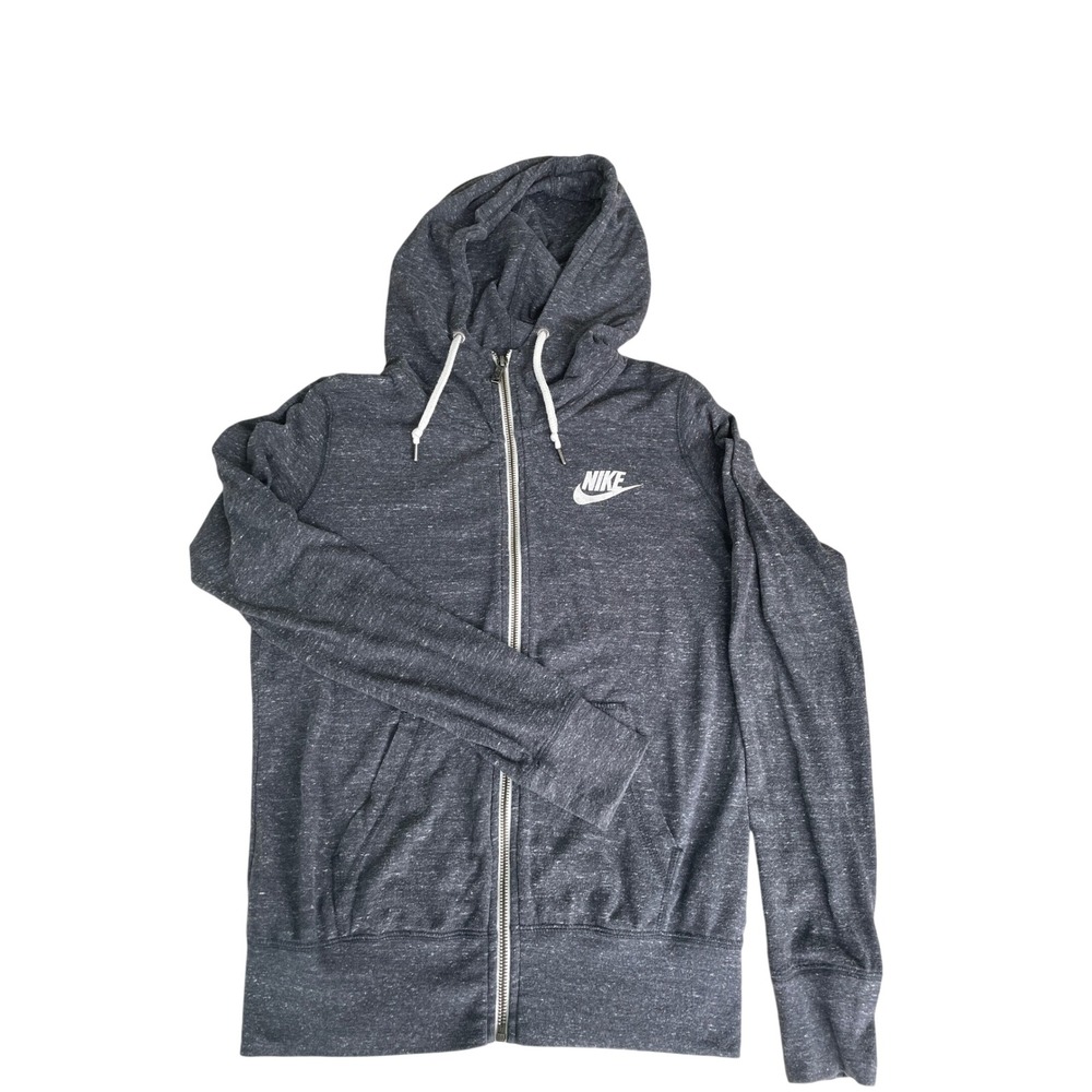 Nike Womens Full Zip Lightweight Hoodie Sweatshirt Charcoal Grey Heather Size M